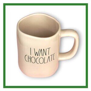 Rae Dunn "I Want Chocolate" Light Pink Mug